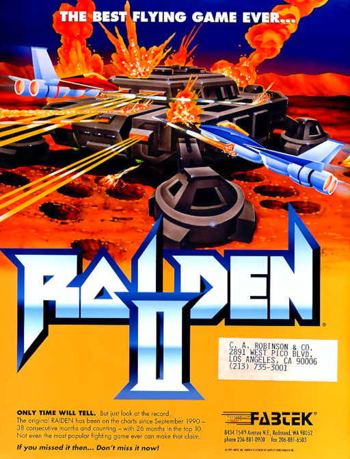 Raiden II (US, set 1) Arcade Game Cover
